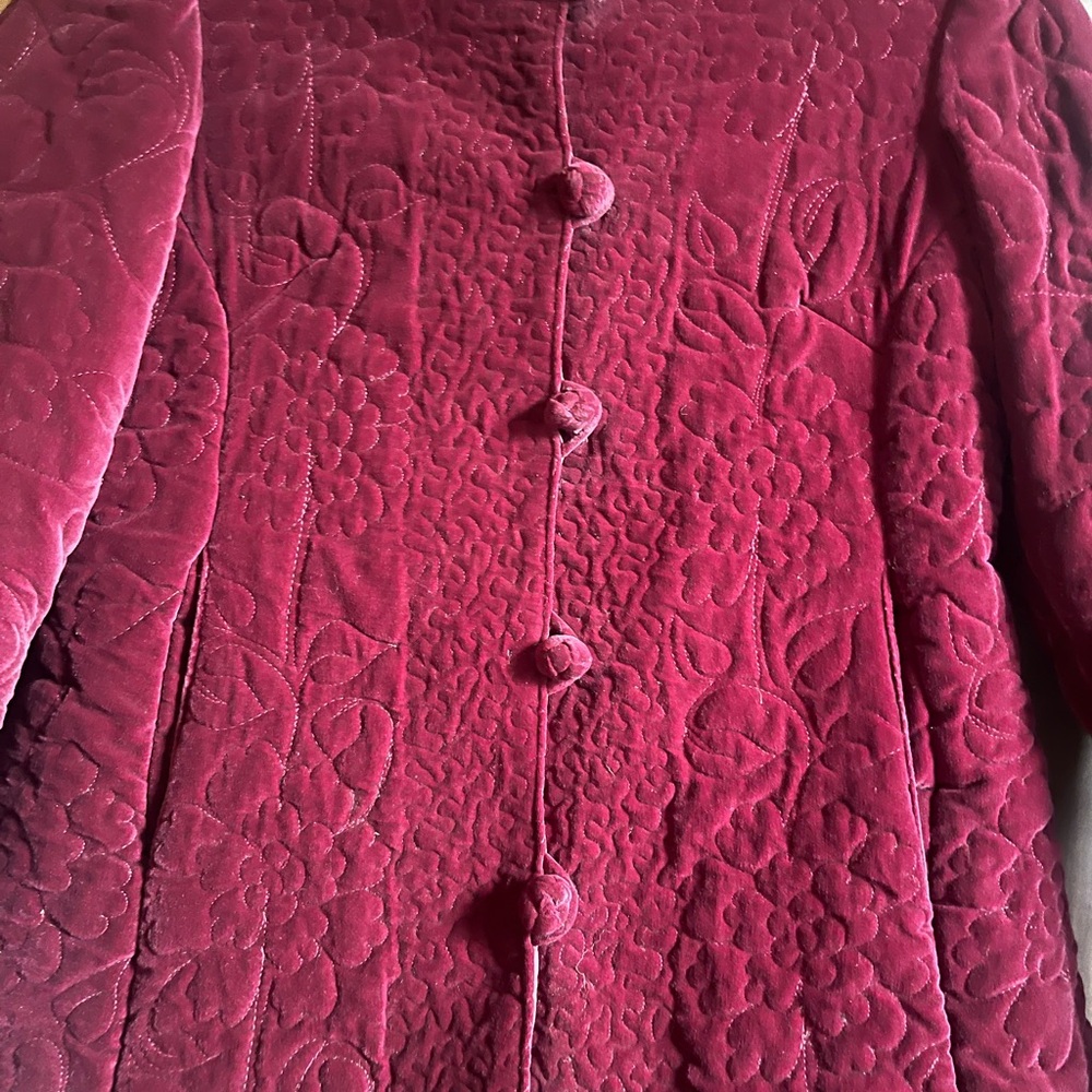 Vintage Velvet Burgundy Jacket with Embroidery - Picture 12 of 12